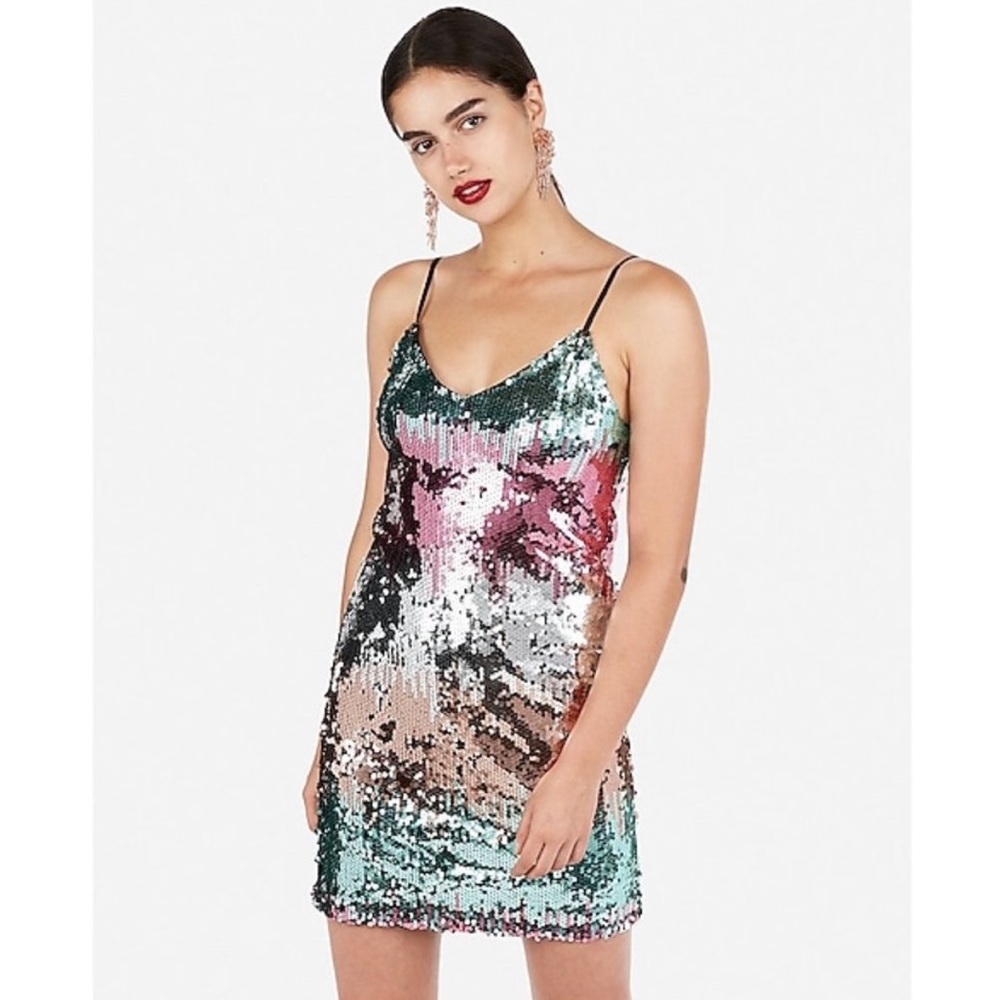 Express Gradient Sequin Cami Dress - image 1